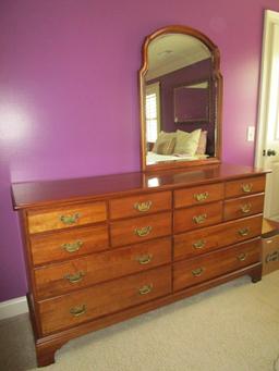 12 Drawer Cherry Dresser  66" T x 35" W x 19 1/2" D w/ Mirror 40" T x 30" W