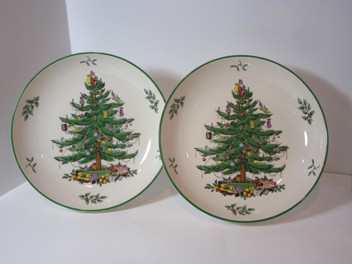 Spode "Christmas Tree" - (2) 9" Soup / Vegetable Bowls