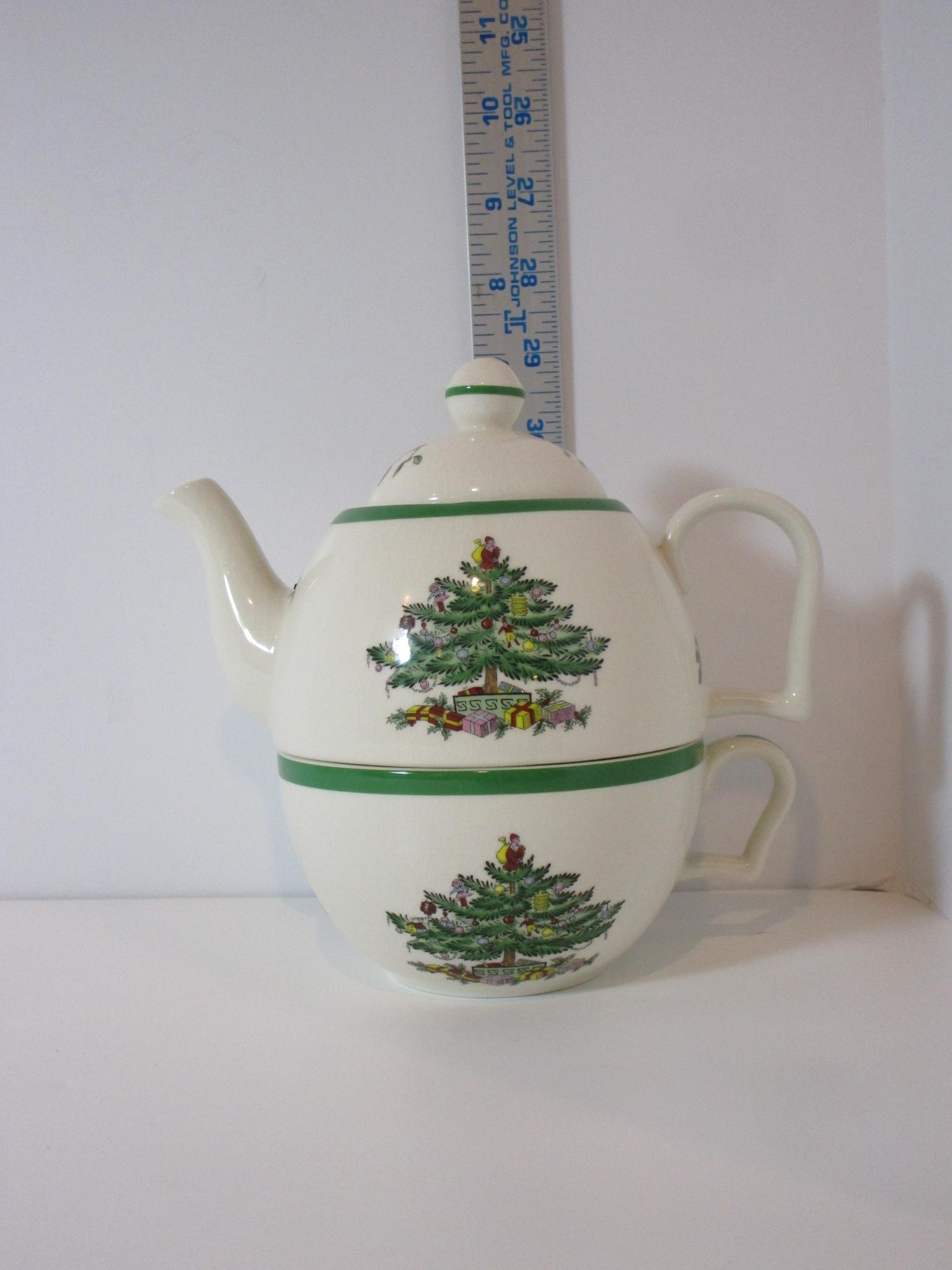 Spode "Christmas Tree" - Individual Stacking Tea Pot & Cup