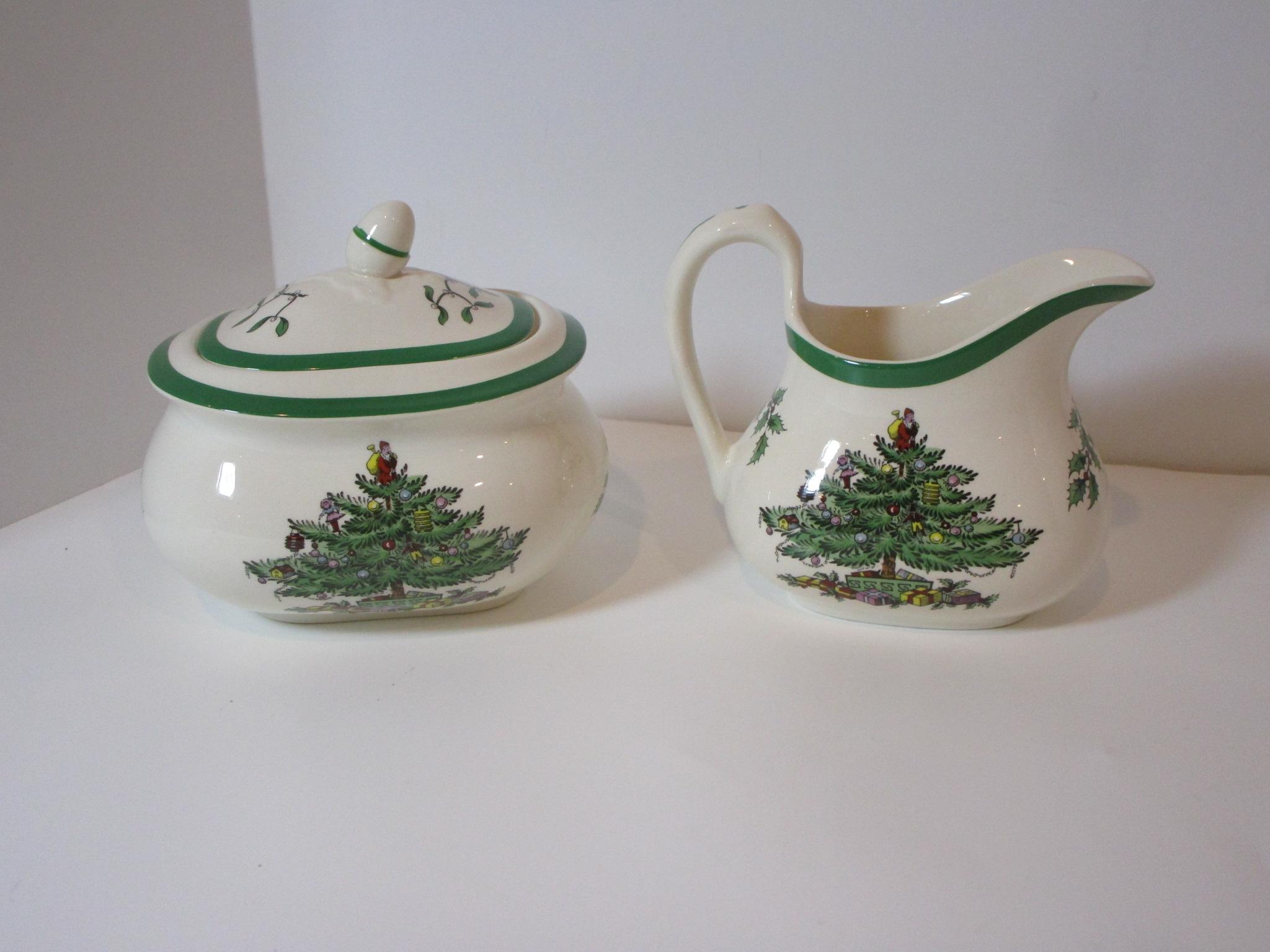 Spode "Christmas Tree" - Creamer & Covered Sugar Bowl