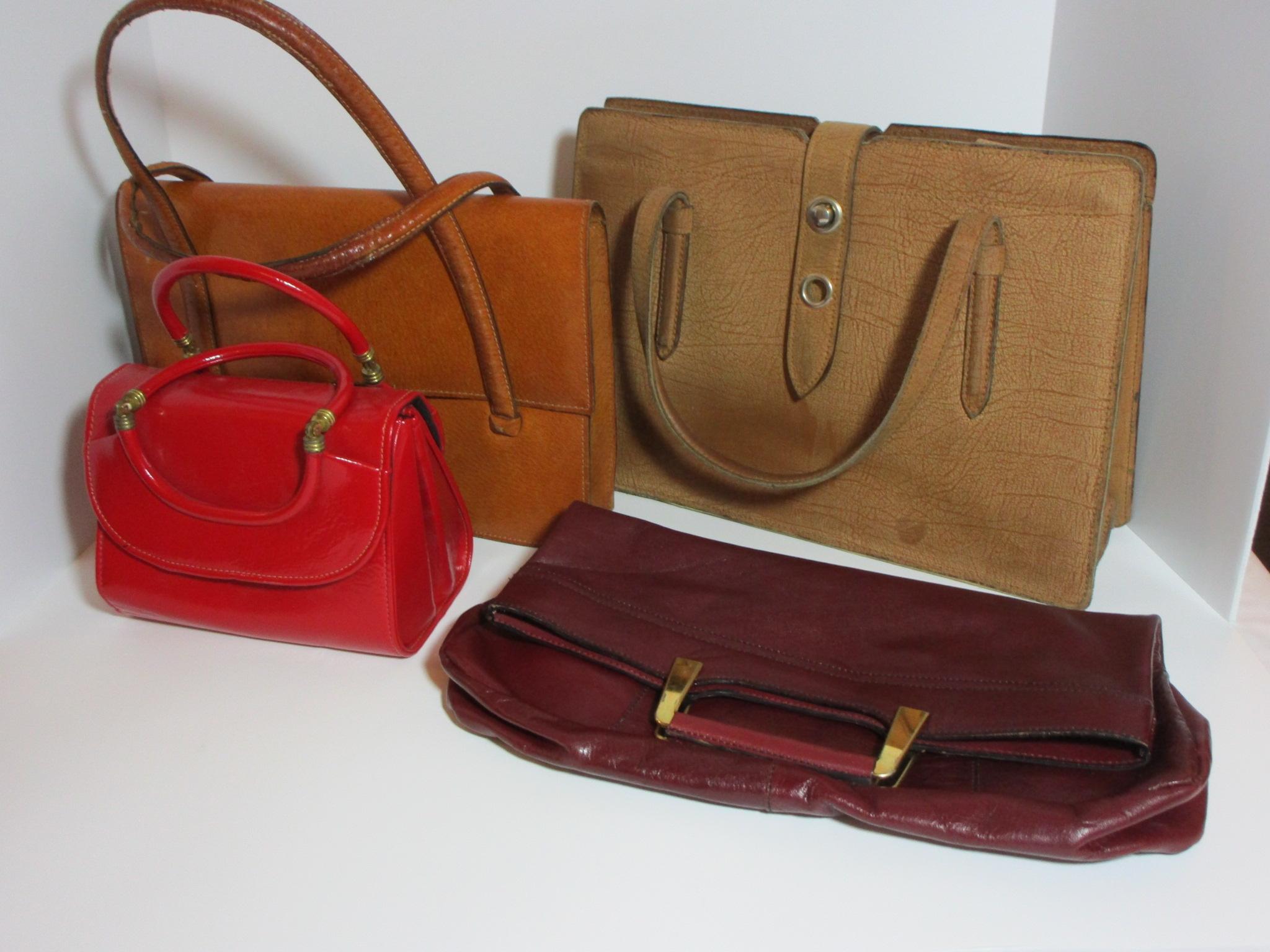 Lot - Misc. Vintage Leather Handbags