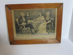 Currier & Ives Magazine Print - "The Washington Family" - Framed   12 1/2" x 16 1/2"