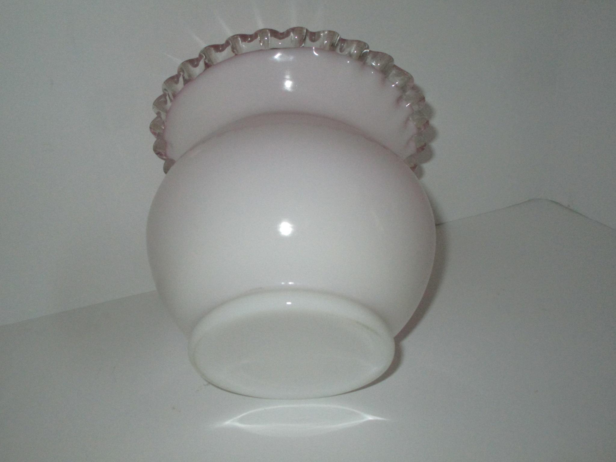 Fenton Pink Cased Glass Vase w/Ruffled Edge    5 1/2"
