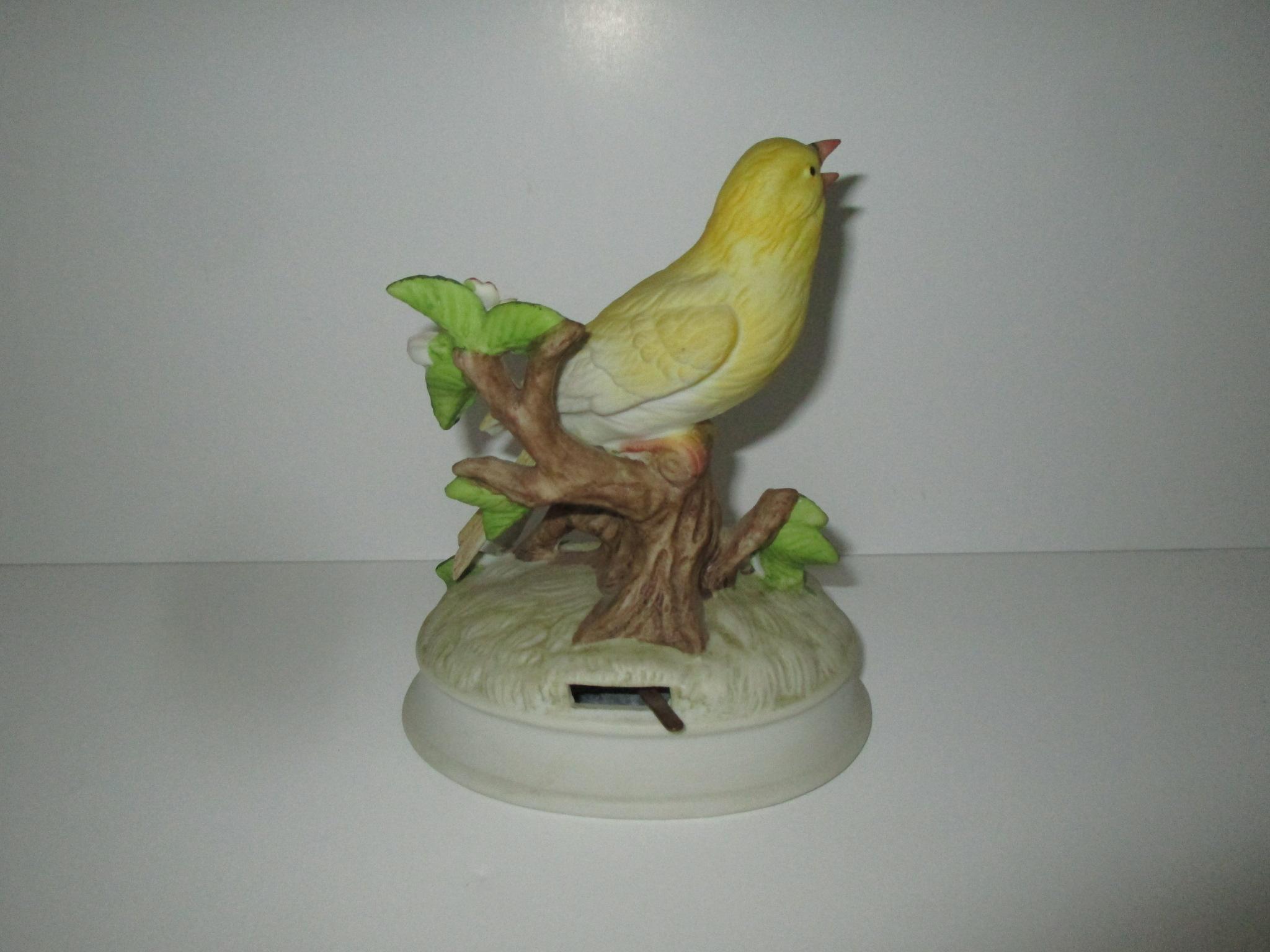 Gorham Yellow Bird Music Box (Plays - Clair De Lune) - Porcelain w/Flake on Beak