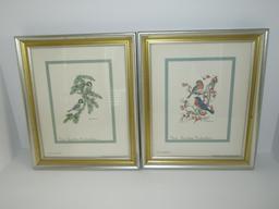 Pair Anne Worsham Richardson Signed Bird Prints - Framed & Matted   12" x 10"