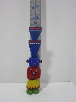 Hand Carved Kachina Doll Figure w/Yellow Head Feather.  4 1/2"