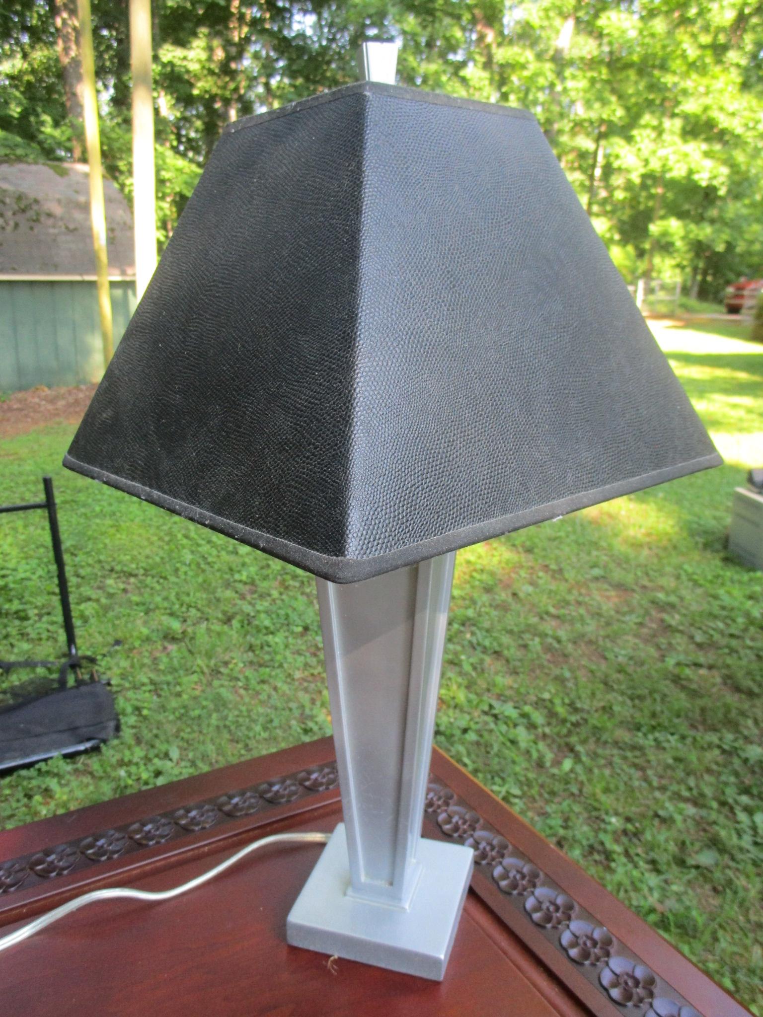 Contemporary Lamp w/Black Shade  23 1/2"   Some Cracking on Paint