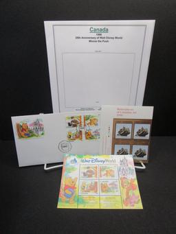 Winnie Pooh Canada Souvenir Sheet & 1st Day of Issue