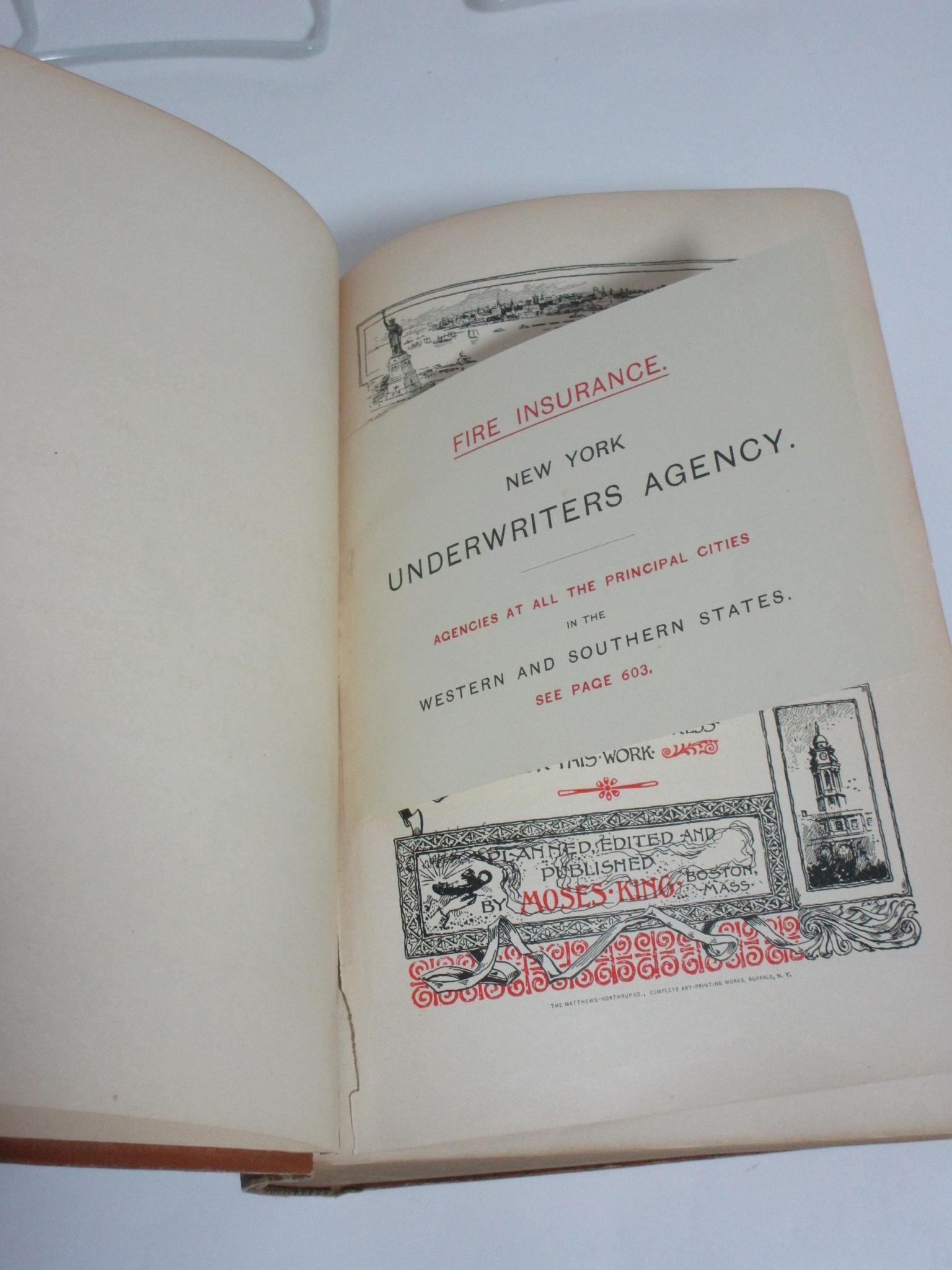 King's Handbook of New York City w/Over 800 Illustrations w/Ad for Fire Insurance