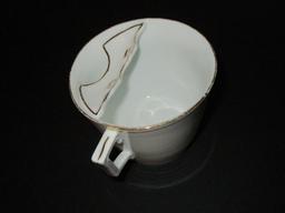 Porcelain Mustache Cup w/Yellow Flowers