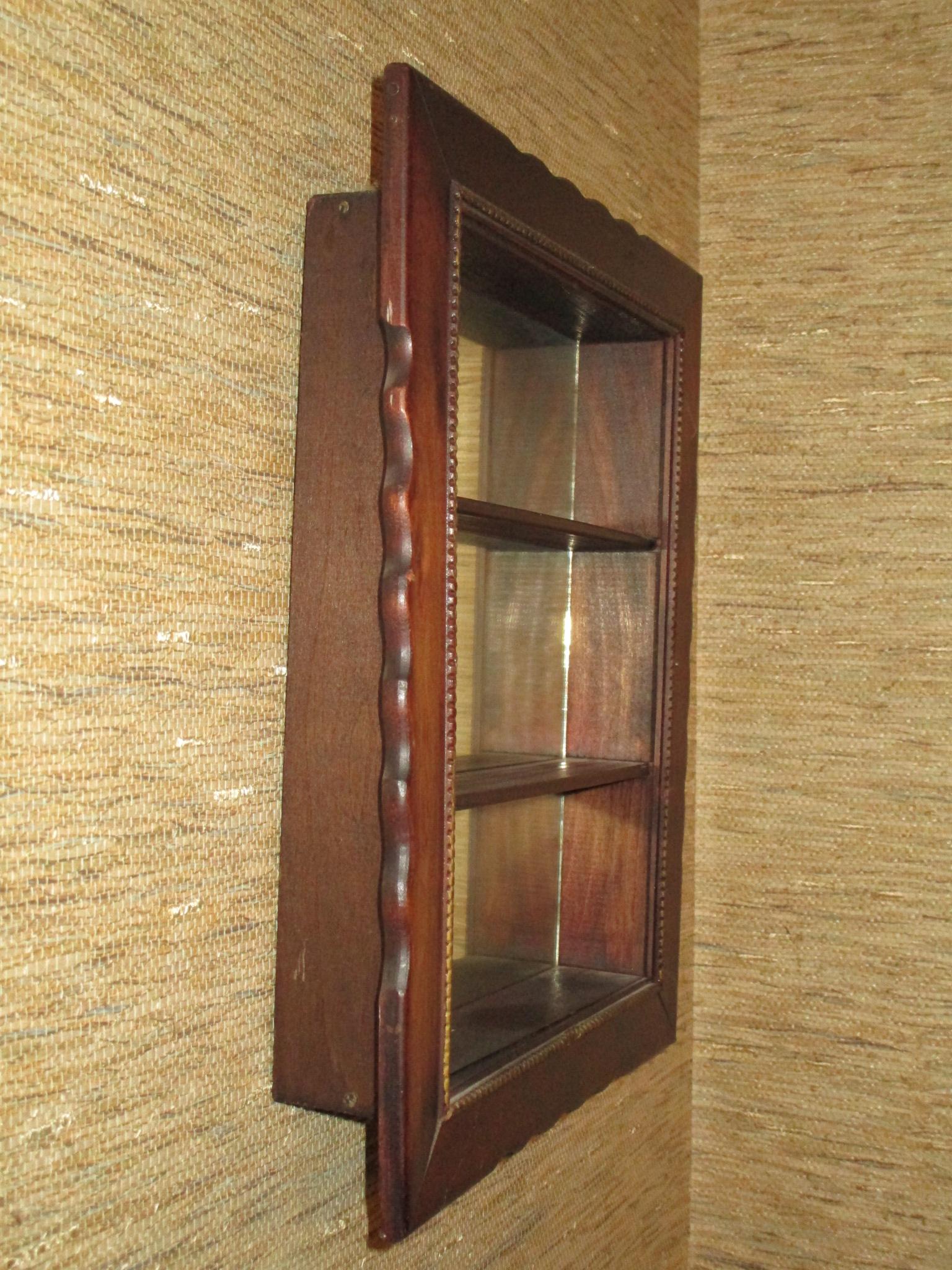 Mahogany Mirrored Back Hanging What Not Shelf