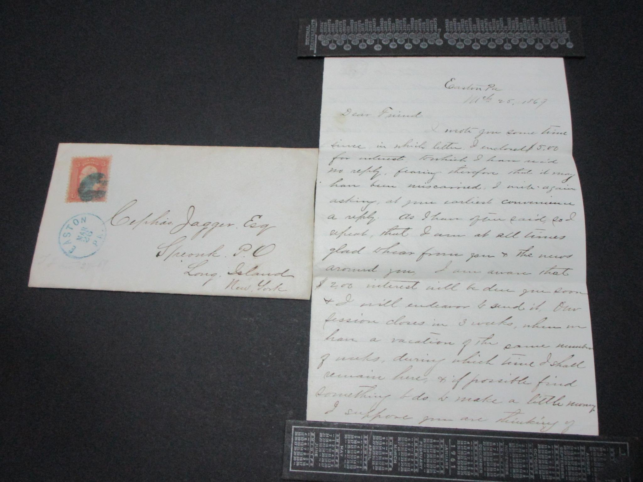 Scott 64 - Post Civil War Letter Dated March 26, 1869.  Letter Included