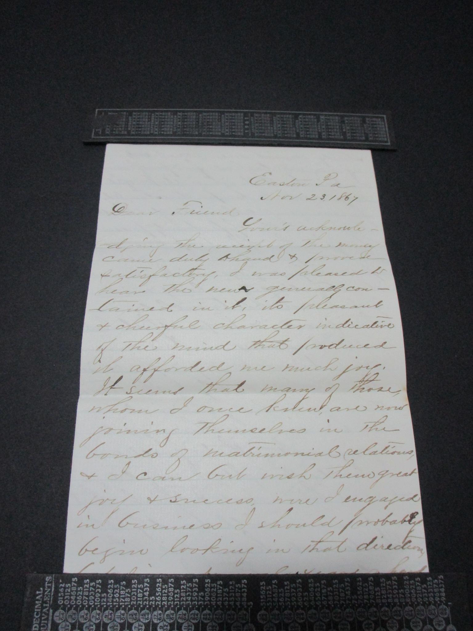 Scott 65 - Post Civil War Cover & Letter Dated November 25, 1867