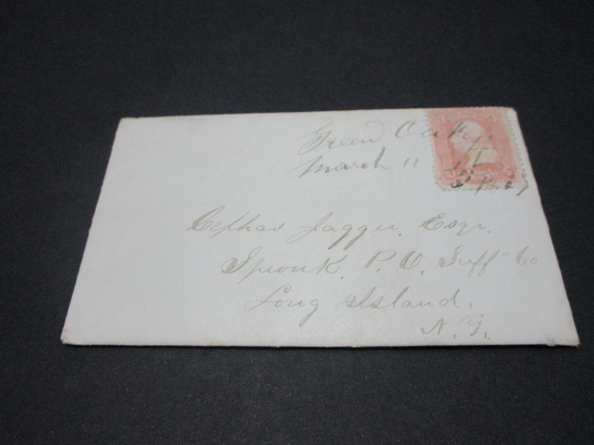 Scott 65 - Post Civil War Letter Dated March 11, 1867 - Pen Cancel - Green Oak