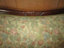 Victorian Style Sofa w/Mahogany Carved Trim & Floral Upholstery