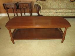 Pine Coffee Table w/Pierced Gallery on Ends of Bottom Shelf