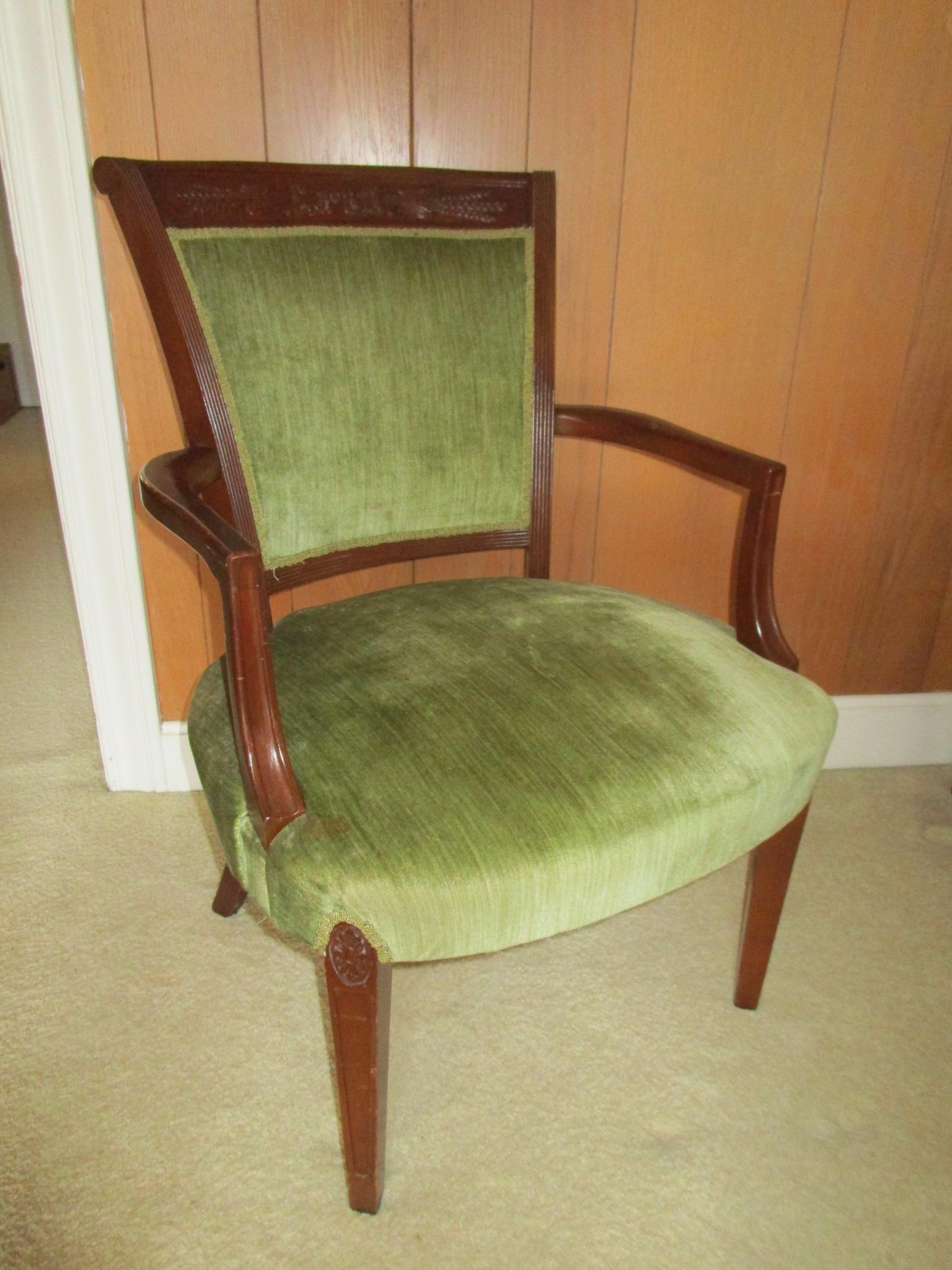 Mahogany Arm Chair w/ Pressed Wheat Pattern,