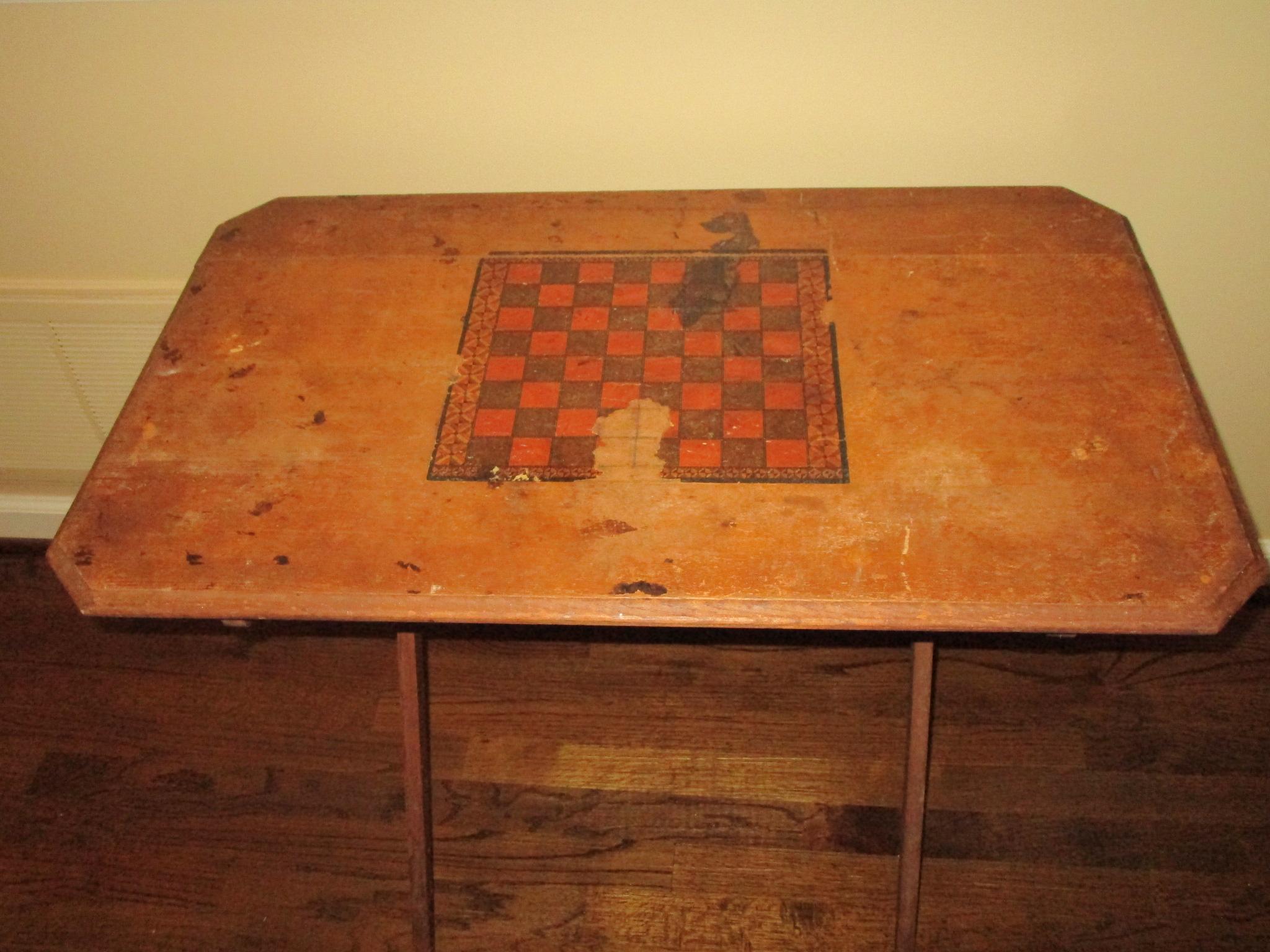 Folding Wooden Table w/Cheeseboard Platter on Top.