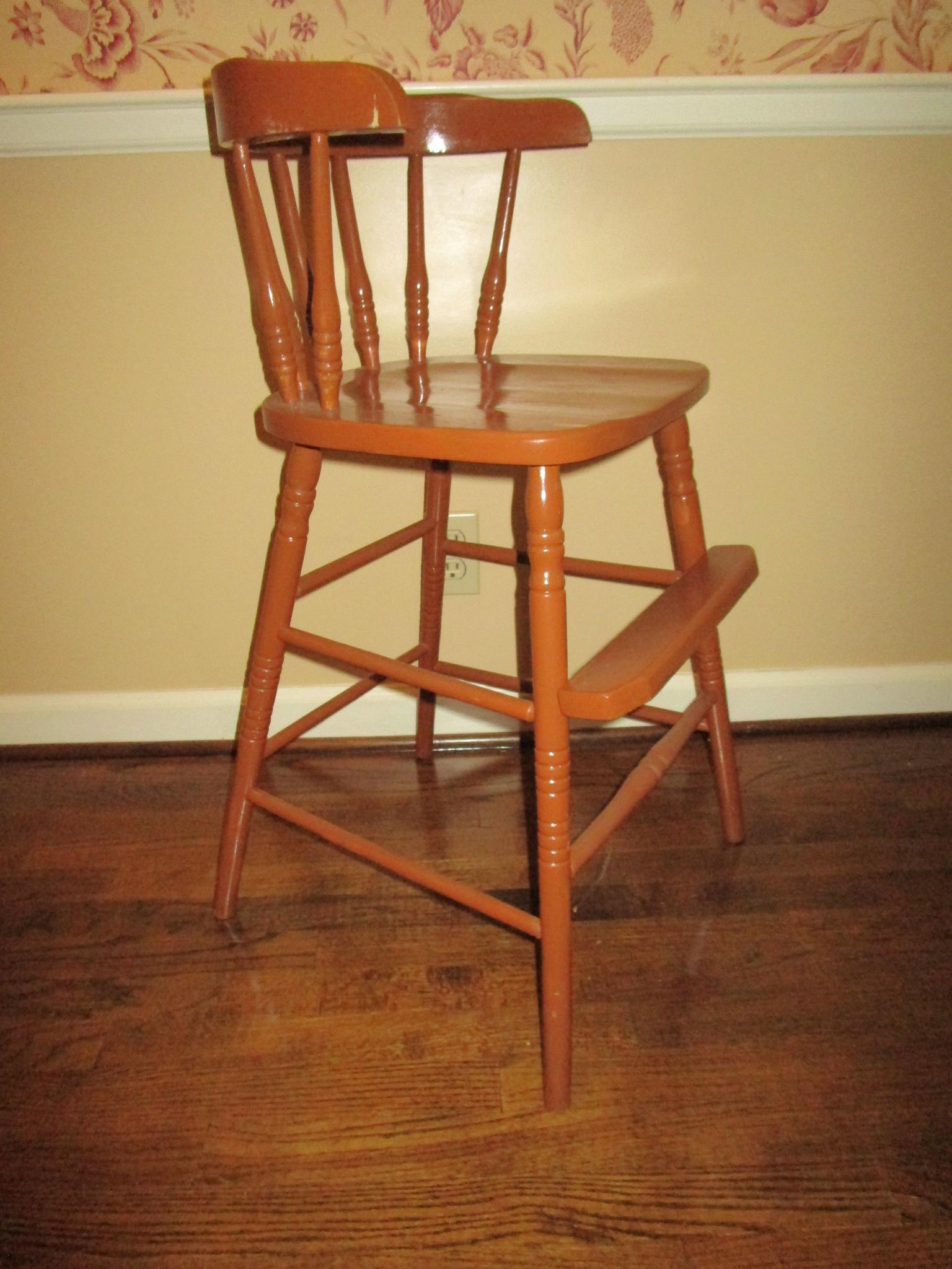 Child's Wooden Highchair - No tray, some loss on finish