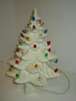 White Ceramic Christmas Tree 13"