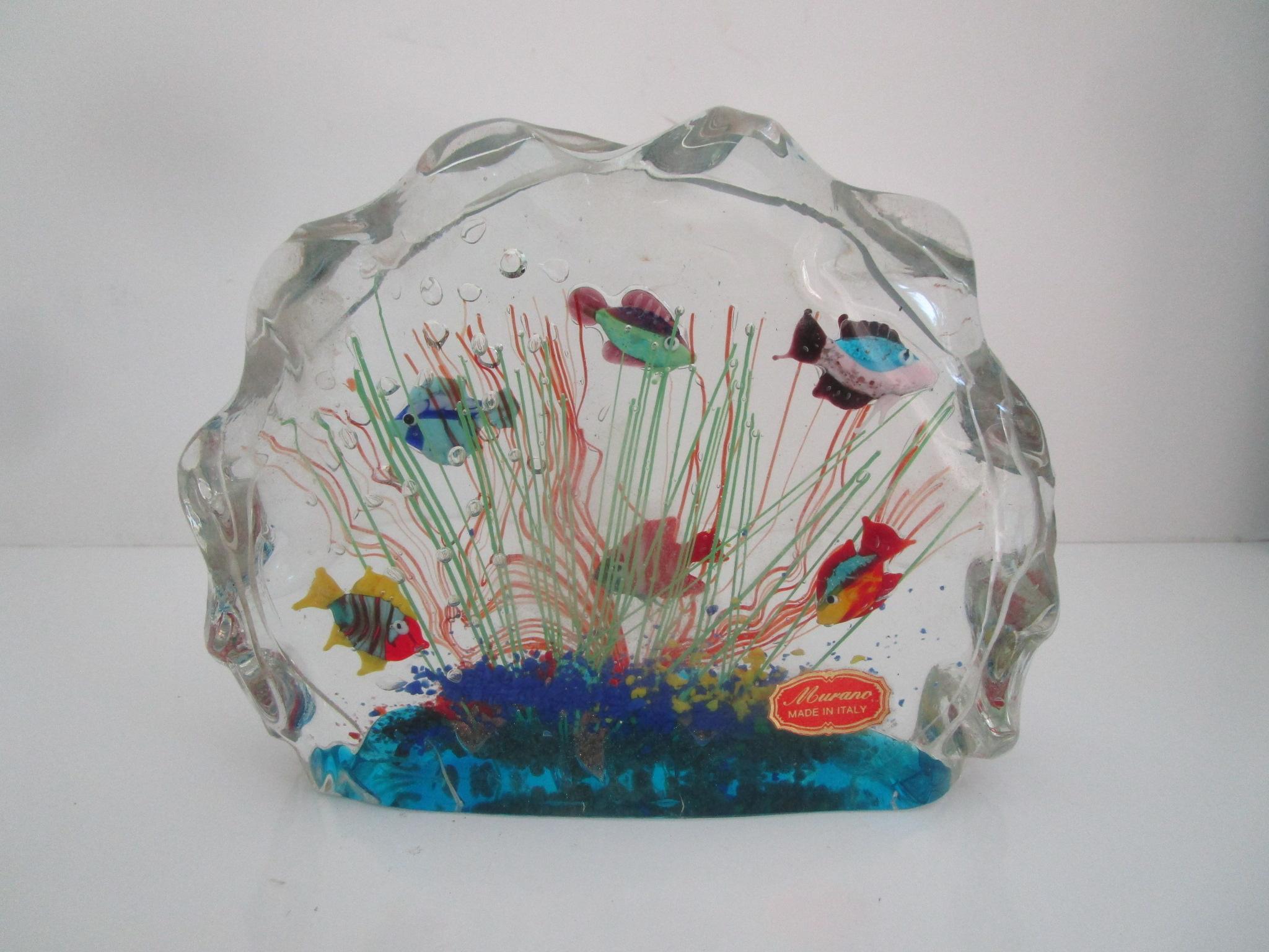 Murano Glass  5 1/4" Paperweight w/Ocean Scene