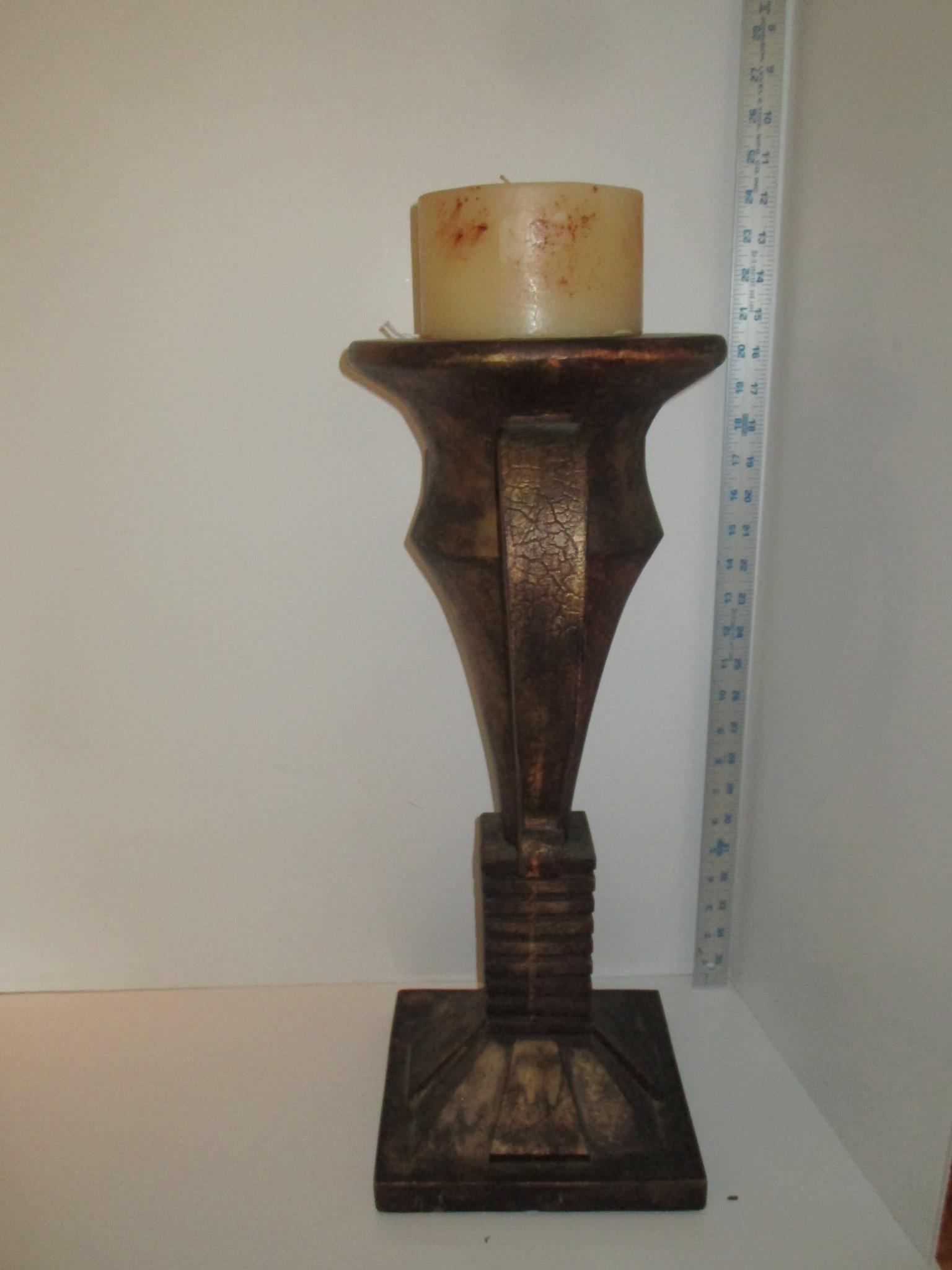 Decorative Resin 20.5" Candle Holder w/ Bronzed Finish - 20.5" Tall