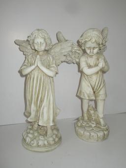 Pair Resin Angels - Boy & Girl 22" Tall