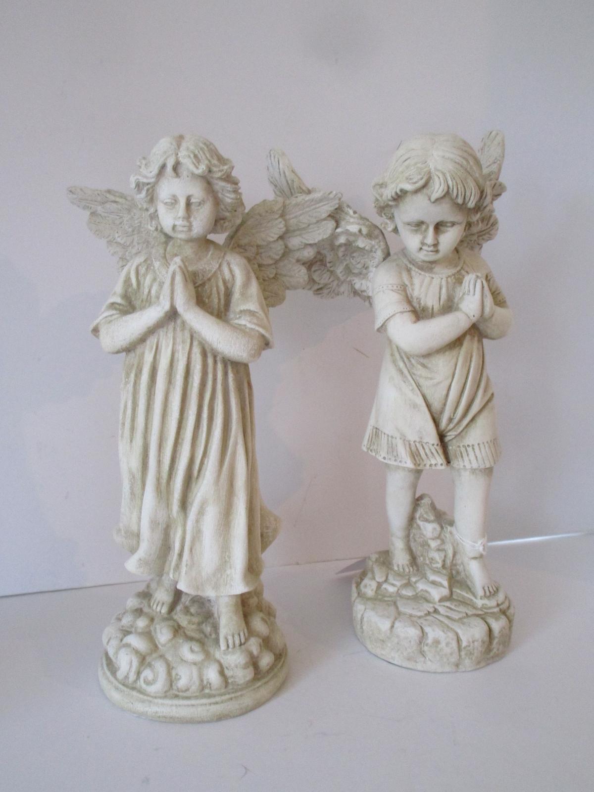 Pair Resin Angels - Boy & Girl 22" Tall