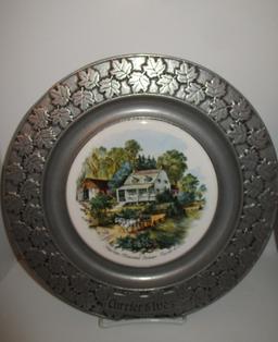 Currier & Ives Pewter Plates by Carson - 10.5"