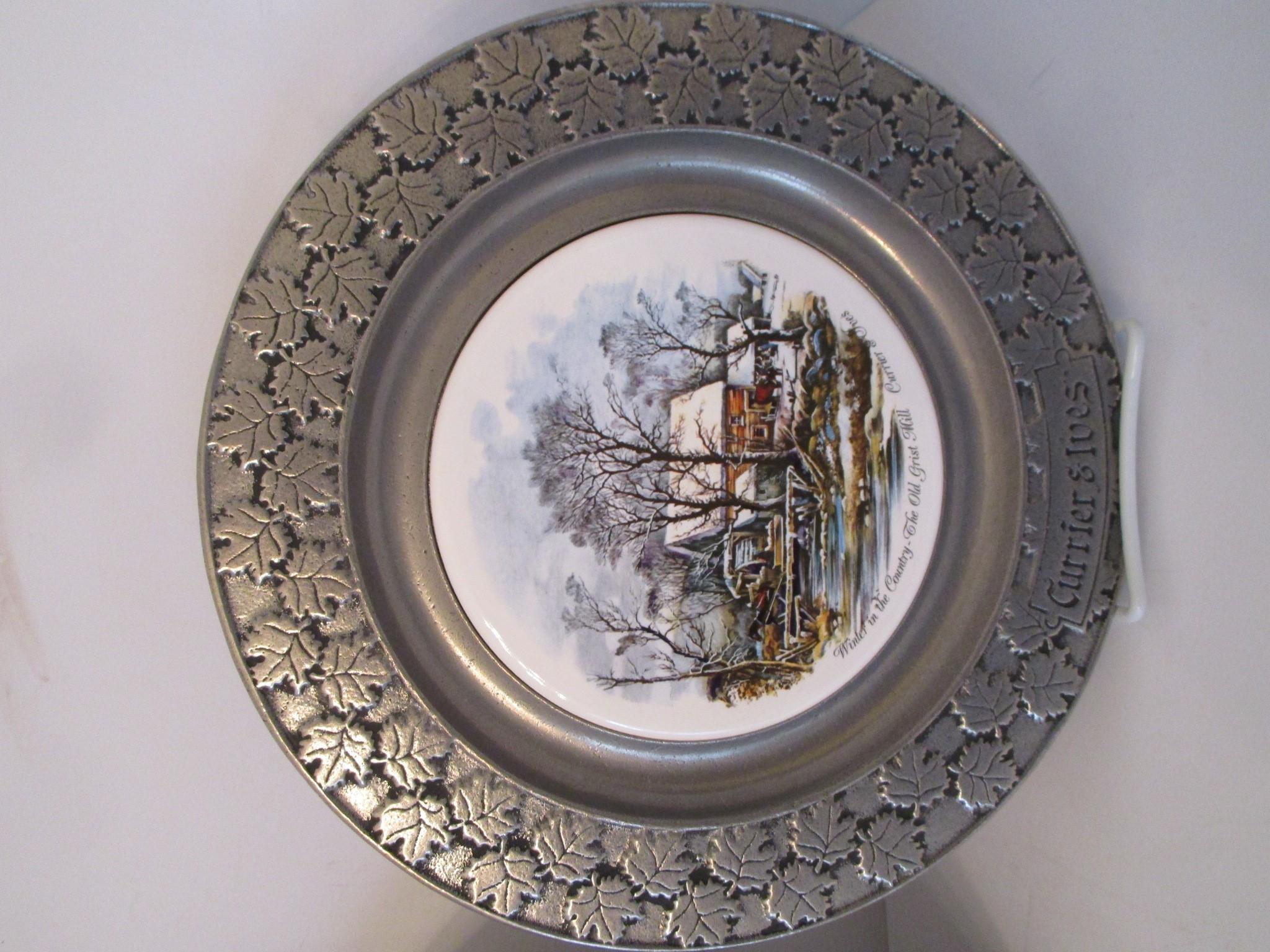 Currier & Ives Pewter Plates by Carson - 10.5"