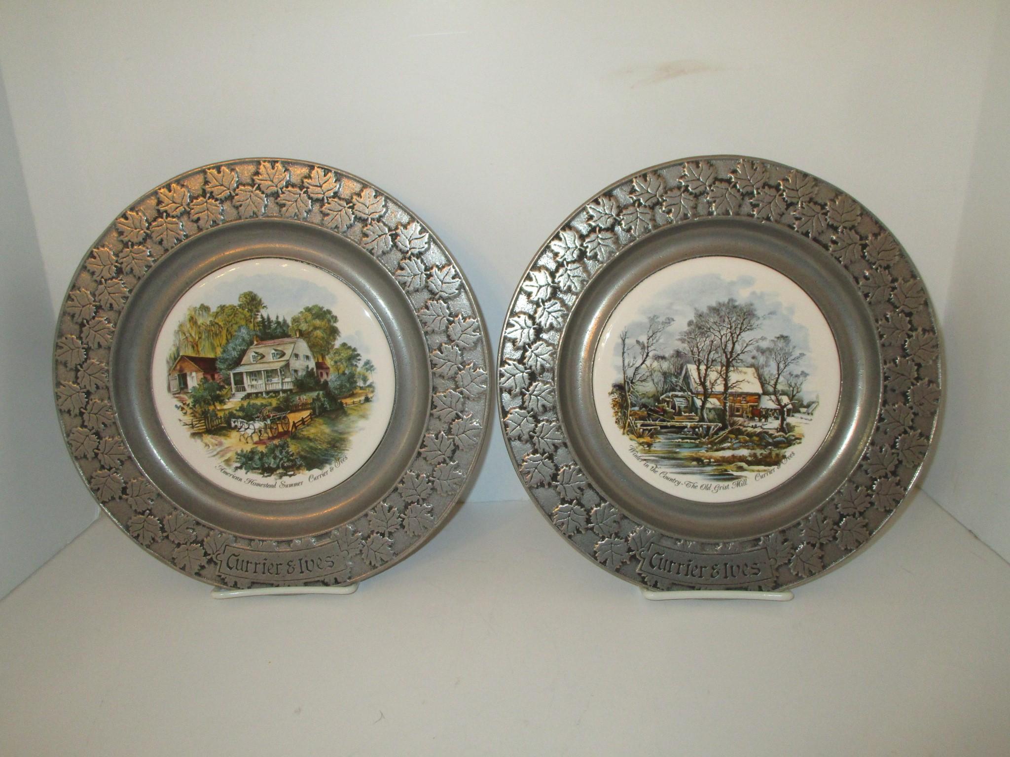 Currier & Ives Pewter Plates by Carson - 10.5"