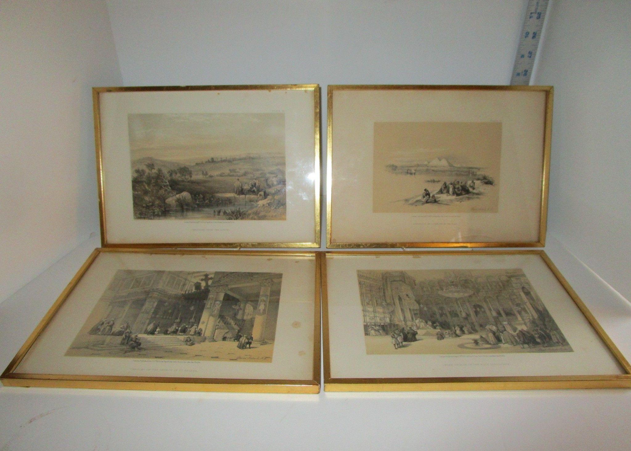 4 David Roberts, RA Prints - Gueutcerian Freres - 12" X 8.5" framed size - some foxing