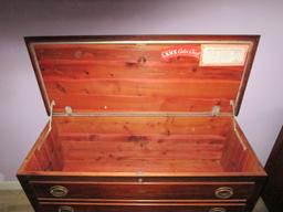 Lane Mahogany Chest Style Cedar Chest w/ Bottom Drawer - Some Wear - overall nice piece!