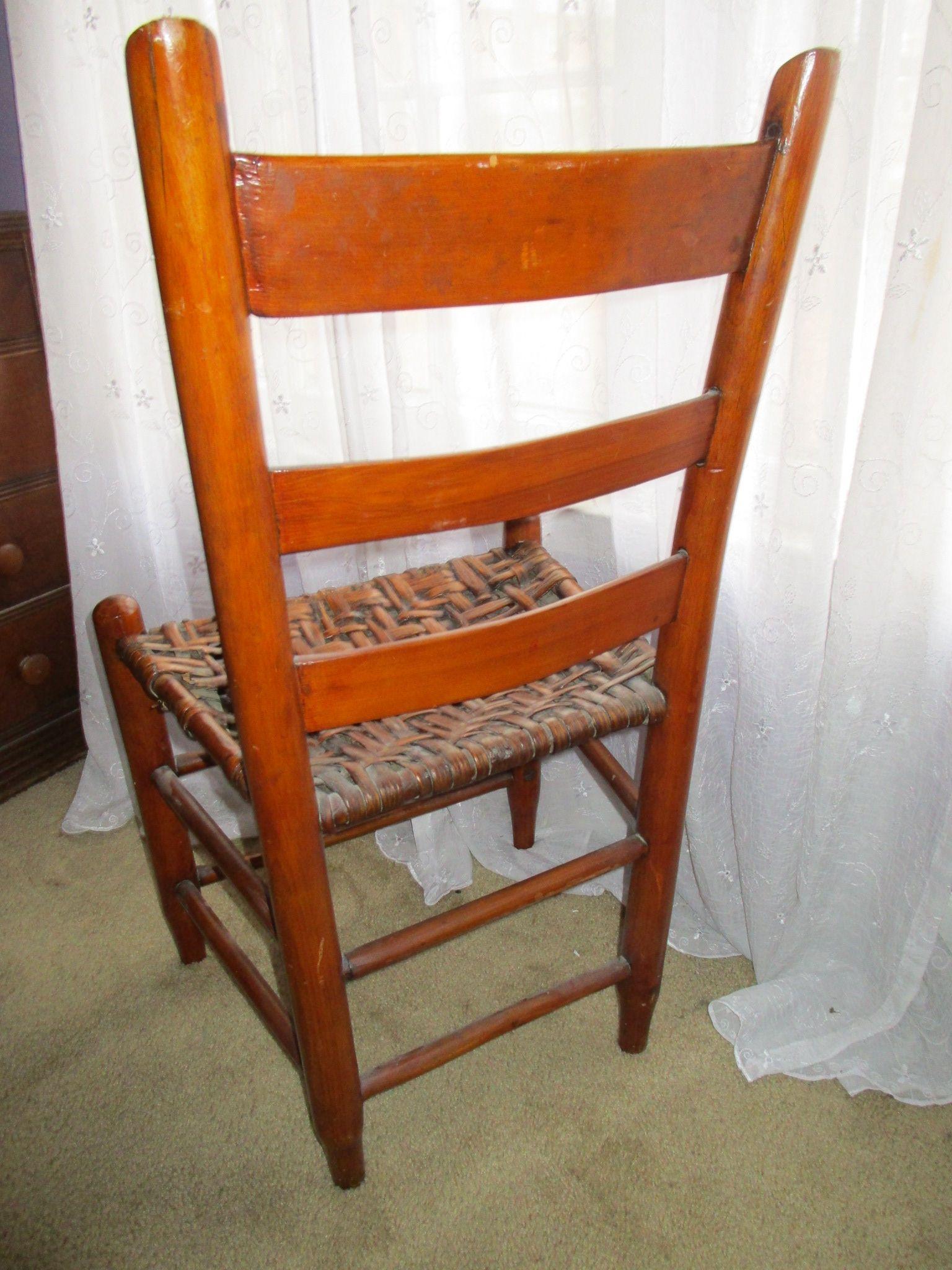 Early Slat Back Chair w/ Woven Seat