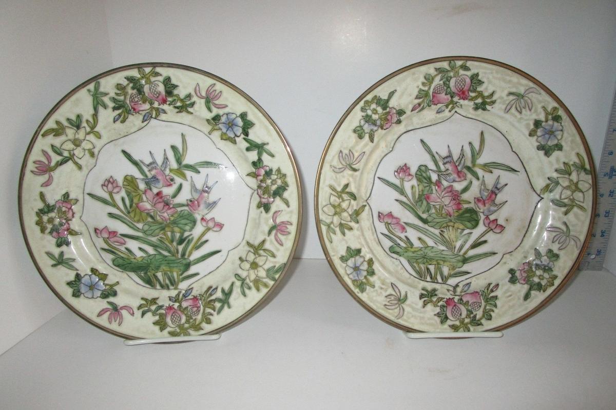 2 Chinese Imports Floral Plates - 10"