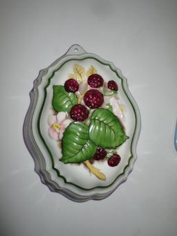 3 Porcelain Molds w/ Fruit in Relief - 1986 Franklin Mint " Le Cordon Blue" Collection