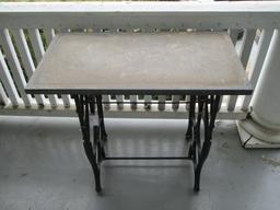 Wrought Iron Base on Wheels w/ Slate Table Top