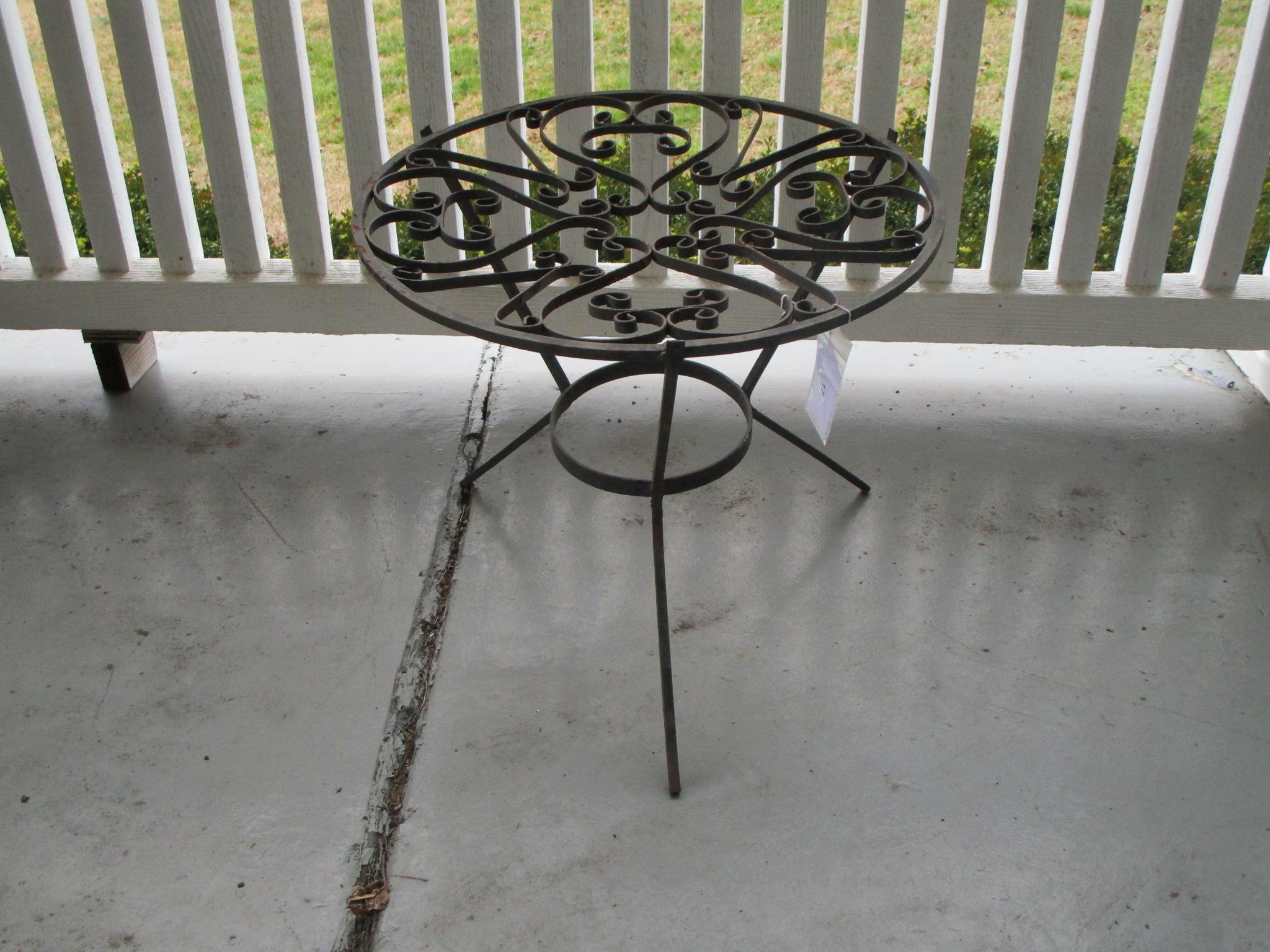 Round Small Wrought Iron Table - Leans a little