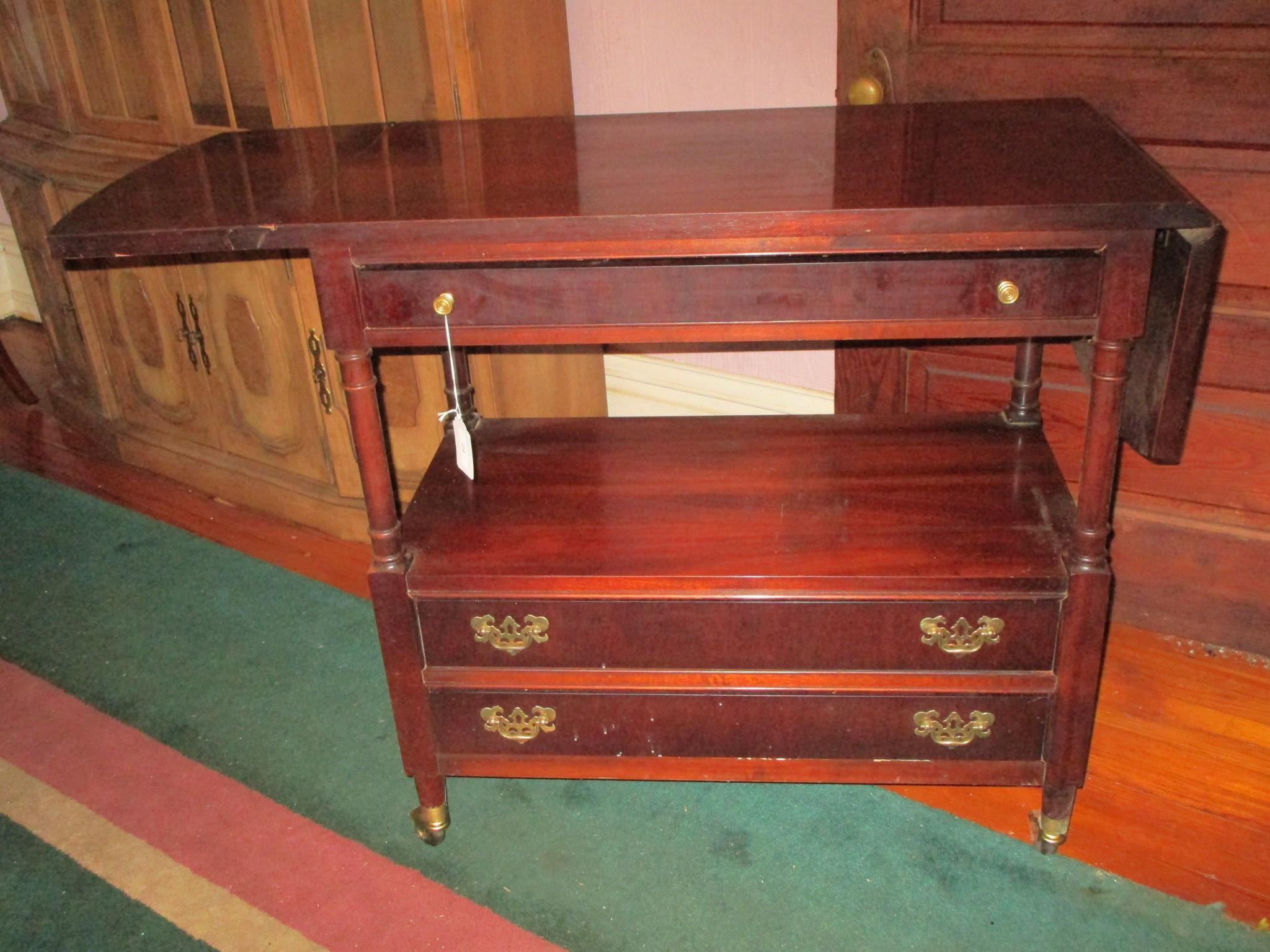 Bernhardt Server - Drop Leaf w/ Shelf & 2 Bottom Drawers on Casters- Typical Bernhardt Quality