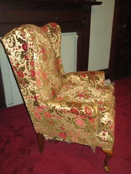 Wing Back Chair w/ Tapestry Upholstery