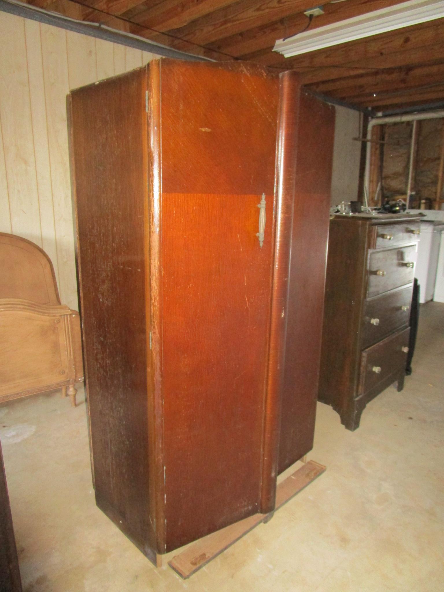 Deco Style Double Door Wardrobe - needs TLC - 36"w X 18" d X 65" t