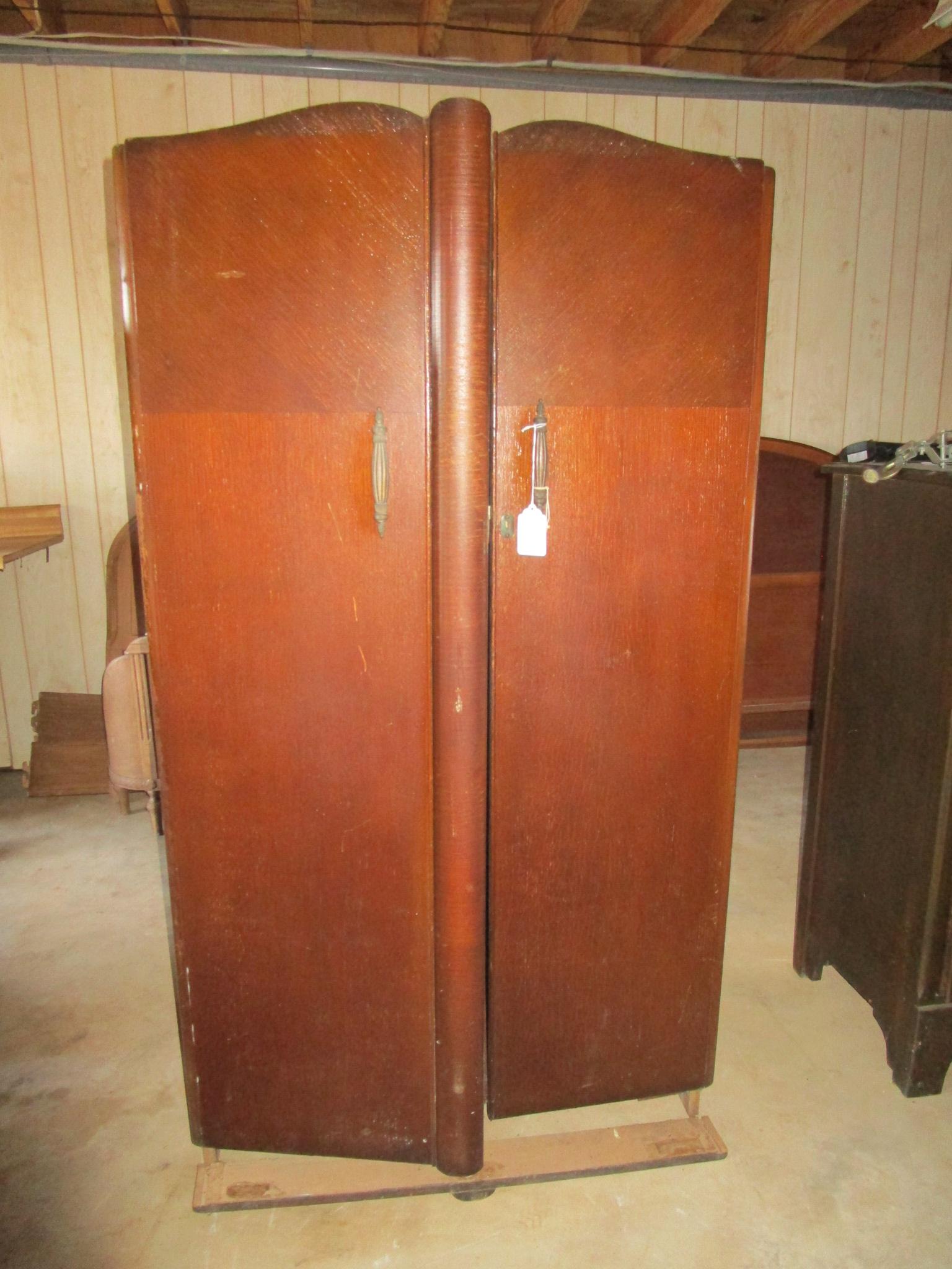 Deco Style Double Door Wardrobe - needs TLC - 36"w X 18" d X 65" t