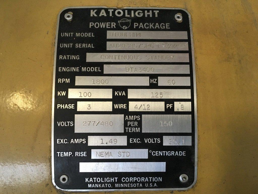 Katolight D100FRH4 Skid Mounted Generator