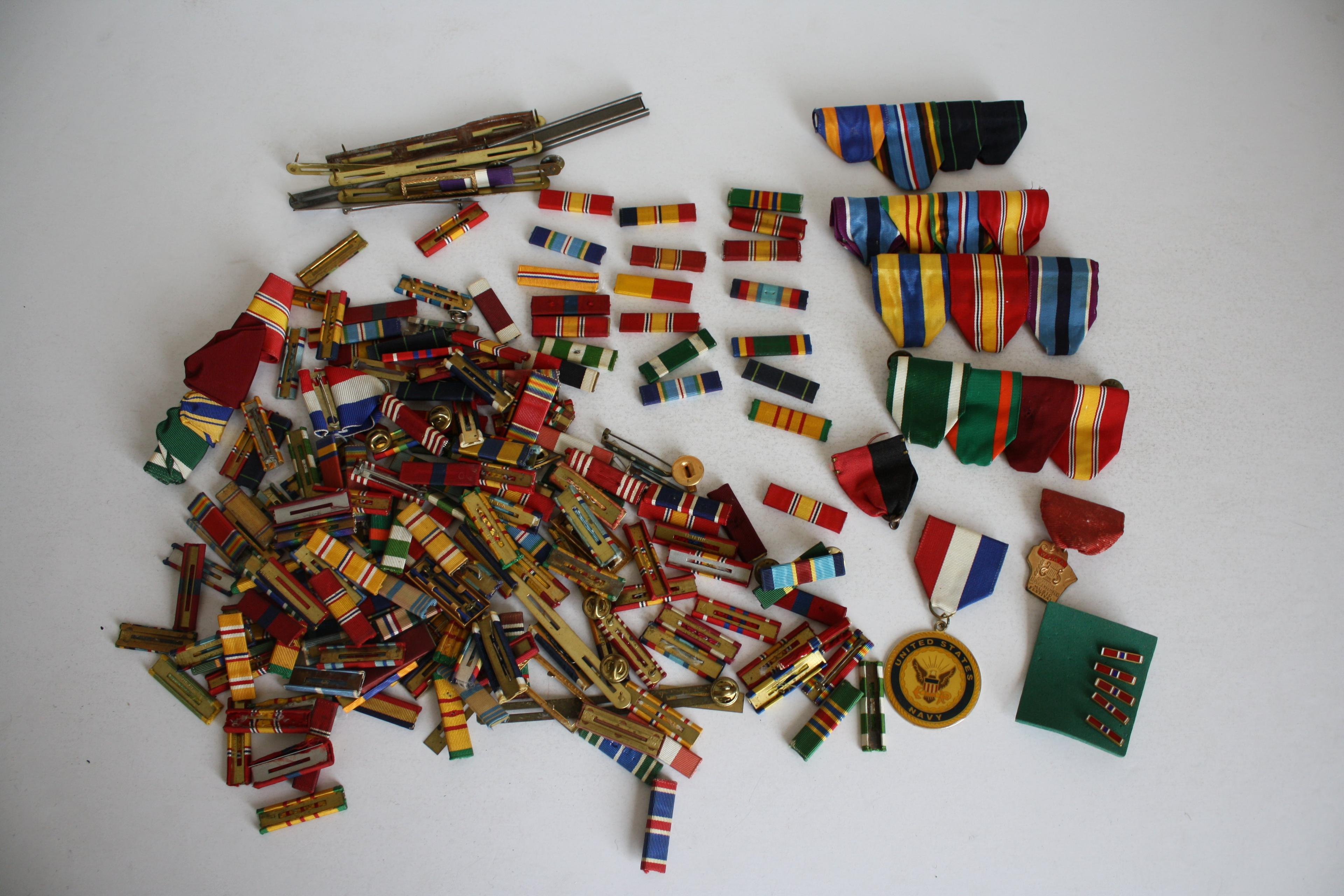 Large Lot of Ribbons and Ribbon Bars