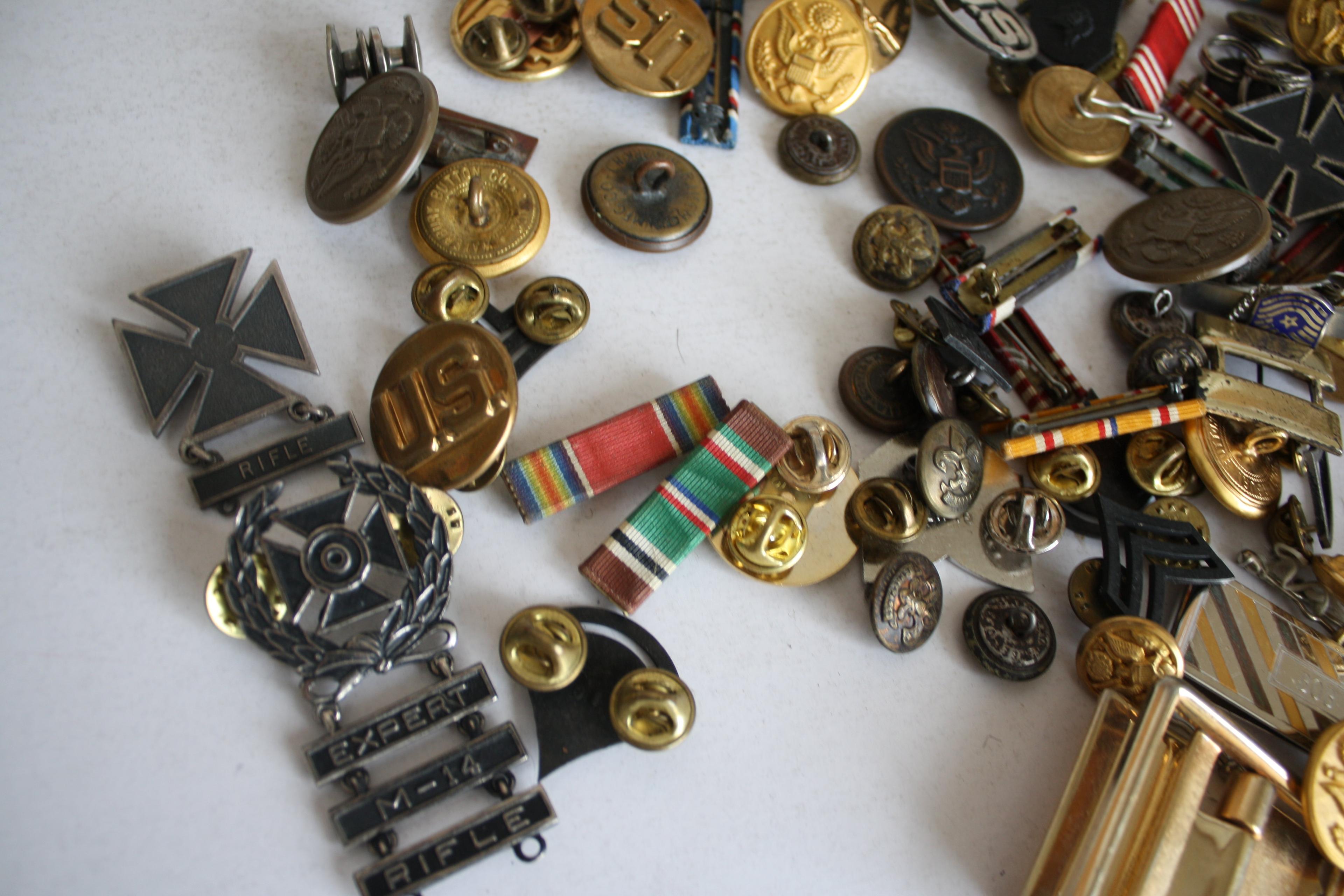 Huge Lot of U.S. Military Pins, Buckles, etc.