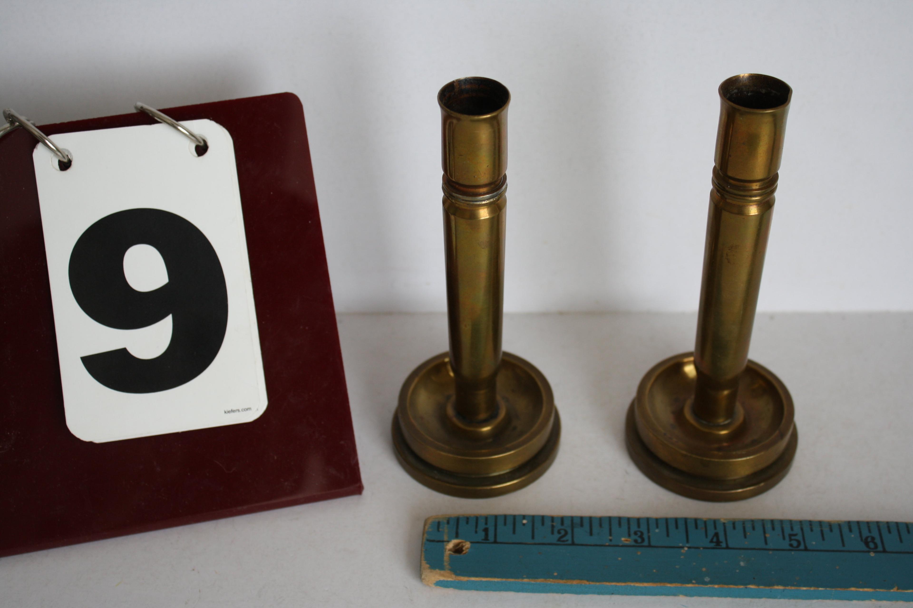 WWII Trench Art Candlesticks