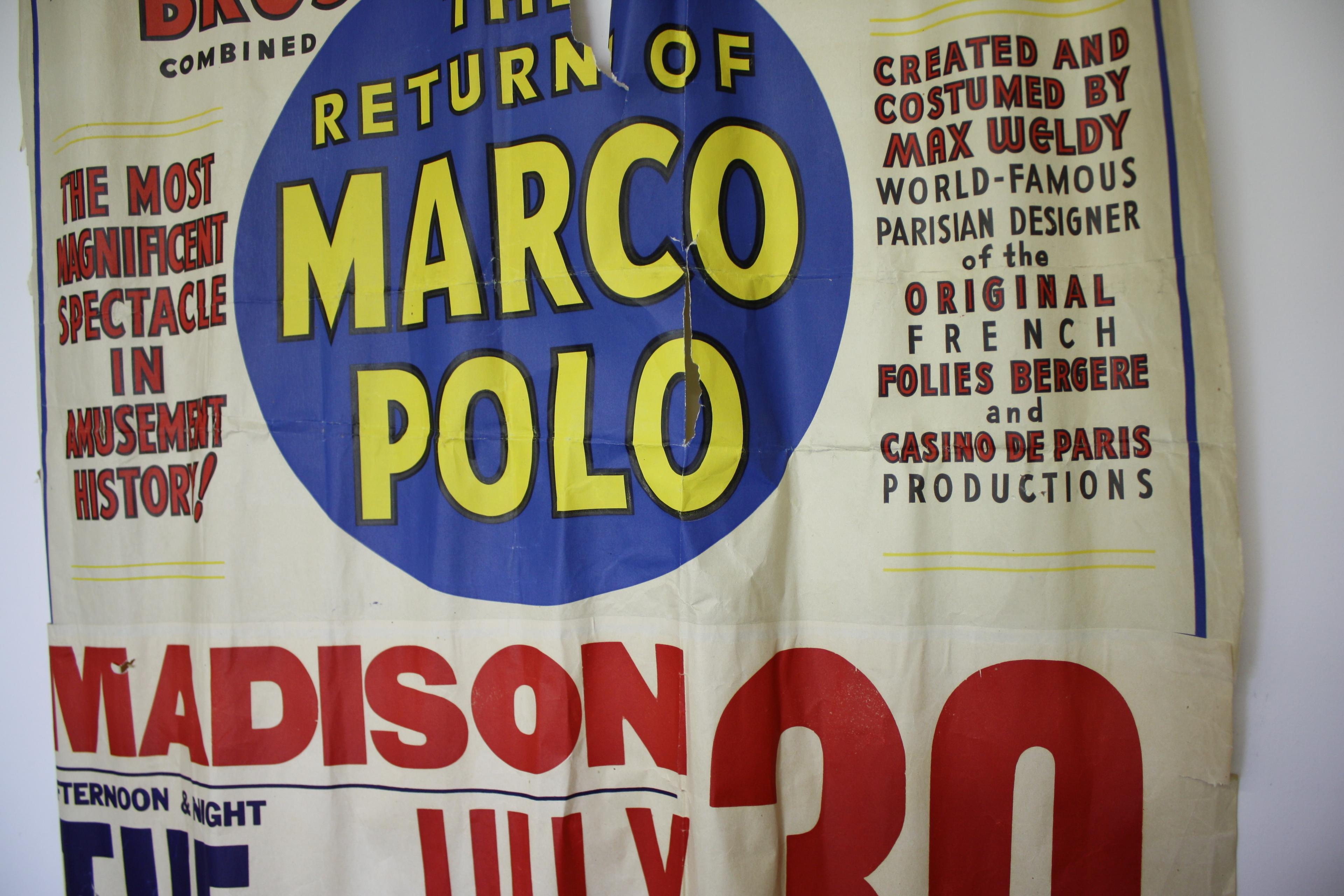 RARE Return of Marco Polo Ringling Barnum & Bailey Poster