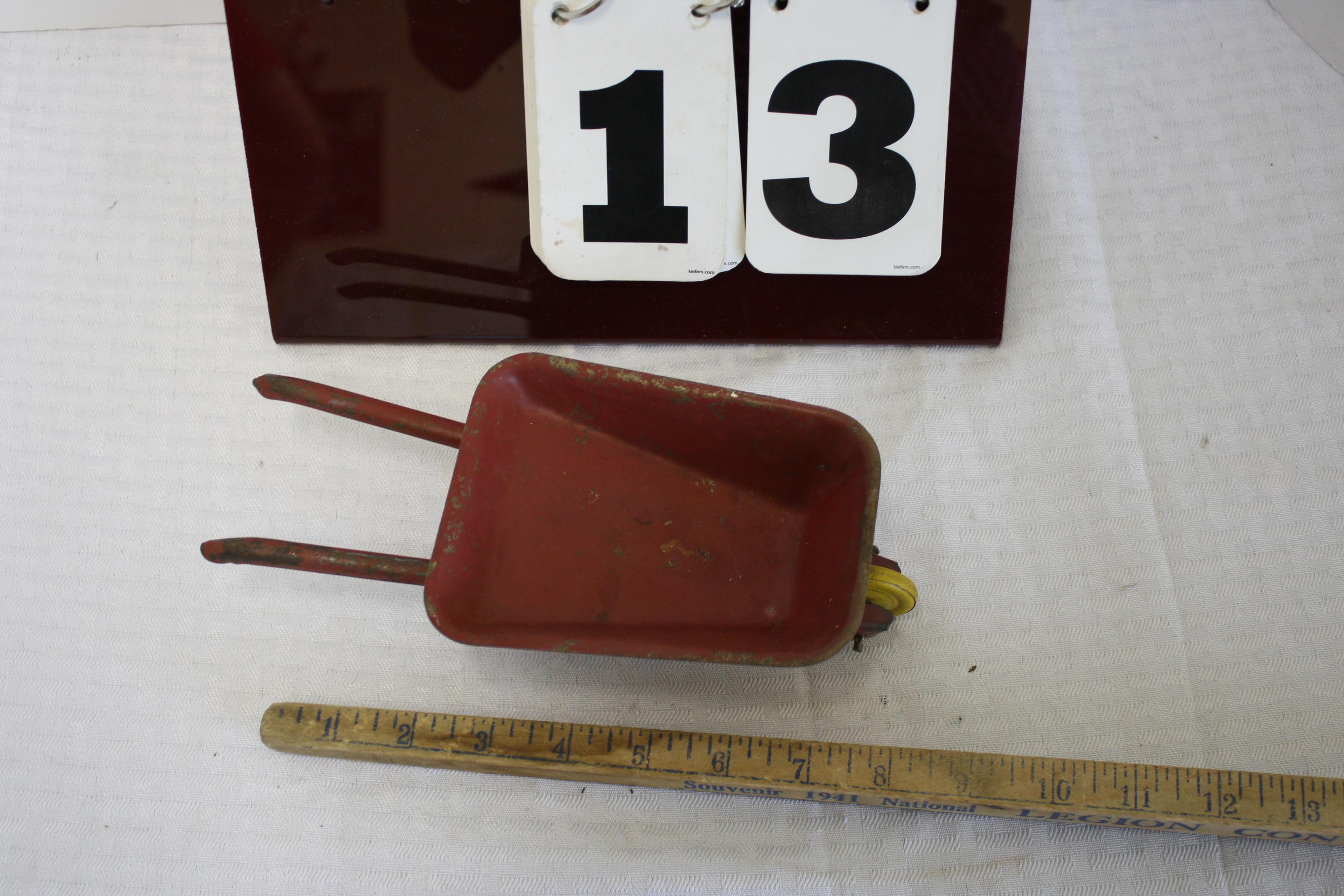 1940's Pressed Metal Wheel Barrel with Litho Wheel