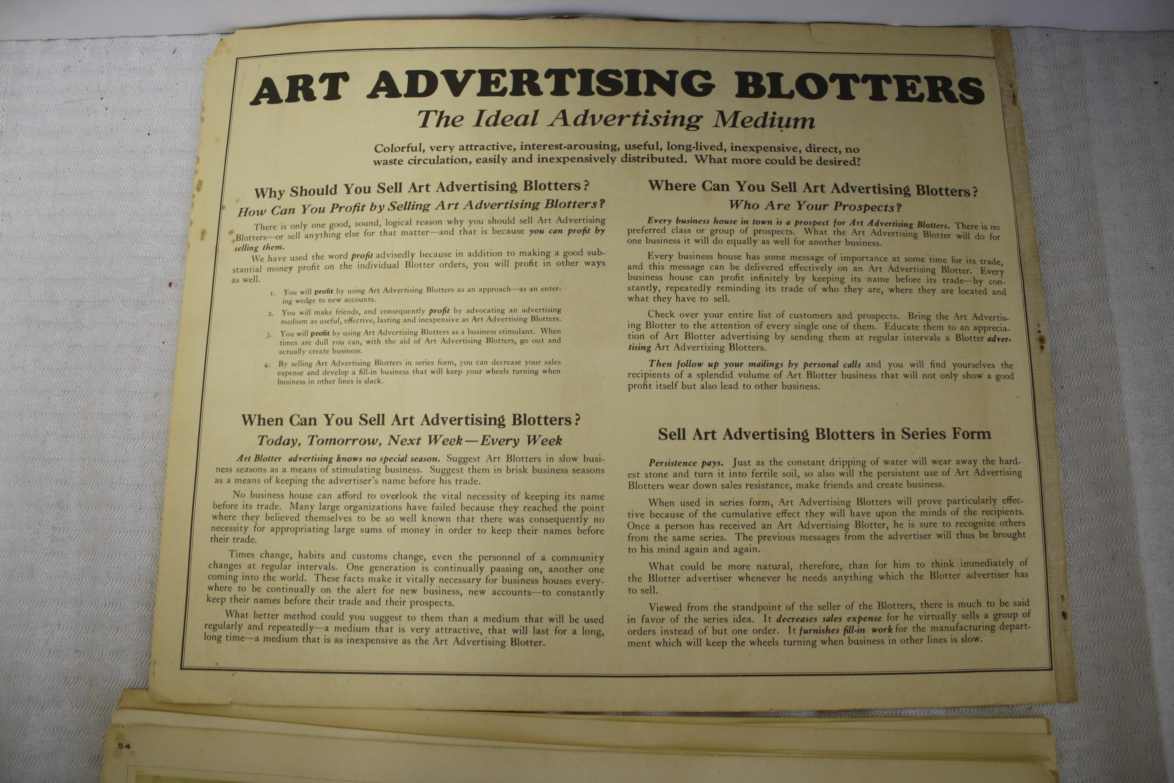 Lot of Art Advertising Blotters