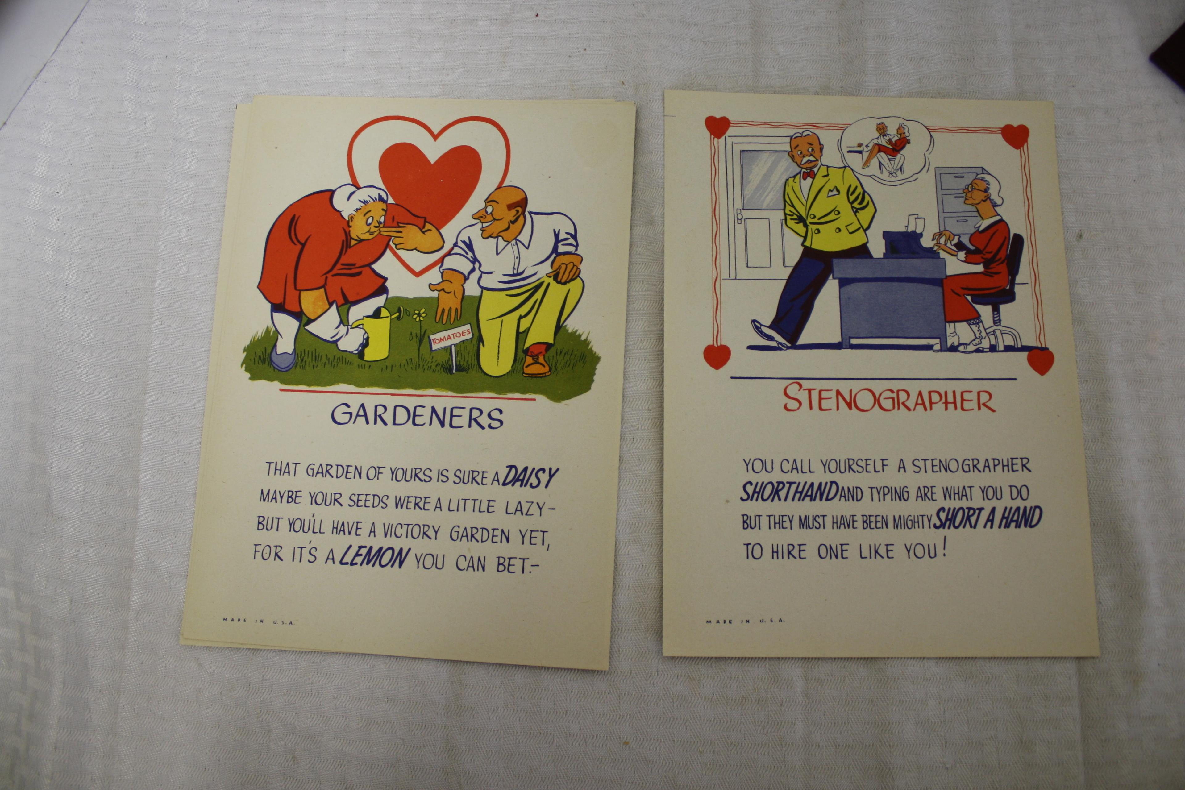 Lot of 10- 1940's Comedic Cartoon Terminology Pages C